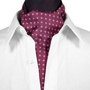 Mens Silk Ascot Cravat Purple Medallion Geometric Formal Wedding Necktie Scarf